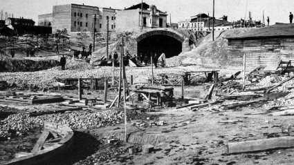 Estado de las obras del Metro hacia el año 1918 con el túnel de Cocheras ya terminado