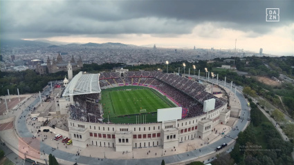 Imágen que se ha emitido en televisión mientras se realizaba el plantón en el Barça-Girona.