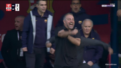 El corte de mangas de Hansi Flick tras el gol de Araujo en el Barça-Girona