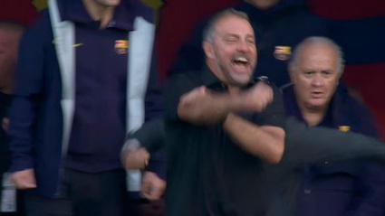 El corte de mangas de Hansi Flick tras el gol de Araujo en el Barça-Girona