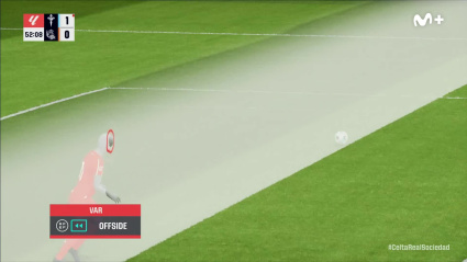 Imagen VAR del gol anulado a Oyarzabal en el Celta-Real Sociedad por fuera de juego