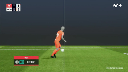 Imagen del VAR del gol anulado a Oyarzabal en el Celta-Real Sociedad