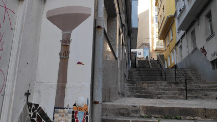 La escalinata de Adelaida Muro, en Monte Alto, antes de la colocación de la escalera mecánica
