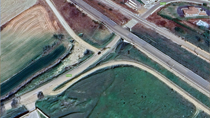 Vista aérea Carretera P-954 en las cercanías de Grijota
