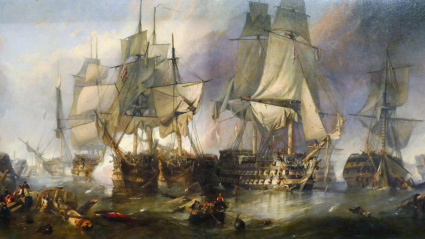 "La batalla de Trafalgar en 1805", obra pintada por Clarkson Frederick Stanfield