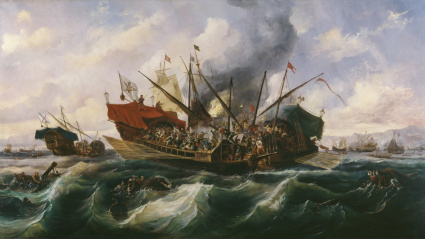 "Episodio del combate naval de Lepanto", Antonio de Brugada Vila (hacia 1856)