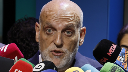 Javier Tebas, presidente de LaLiga, atiende a los medios de comunicación