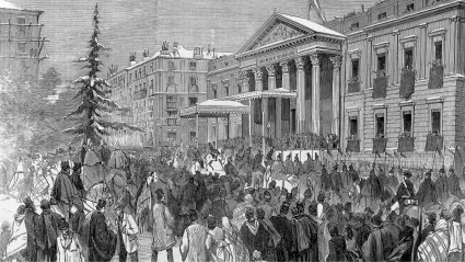 Aspecto del Congreso de los Diputados el 15 de enero de 1871 al entrar el rey Amadeo de Saboya