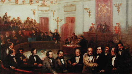 Escena del Congreso de los Diputados en el siglo XIX pintada por Eugenio Lucas Velázquez