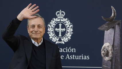 Mario Draghi, a su llegada a Oviedo para recoger el Premio Princesa de Cooperación Internacional