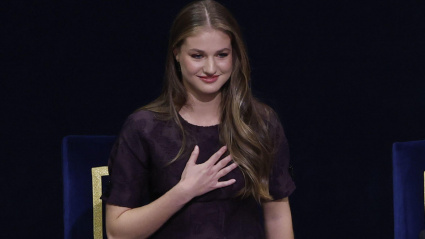 La princesa Leonor durante la ceremonia de entrega de los Premios Princesa de Asturias