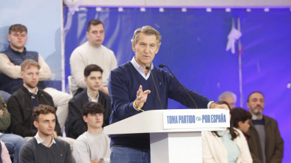 Feijóo en el acto del Día del Afiliado celebrado por el PP en Zaragoza.