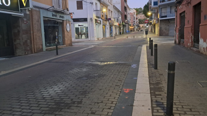 Intersección de las calles Diana y Colón, donde continúan las obras para mejorar la circulación y la seguridad vial