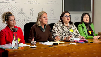 La diputada popular, Pilar Fernández Pardo, con madres de hijos con autismo