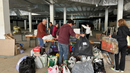 Punto de recogida en la pista de hielo de Jaca