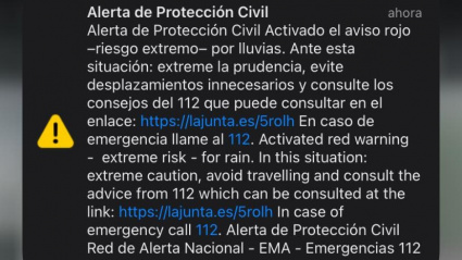 Aviso emitido por Protección Civil