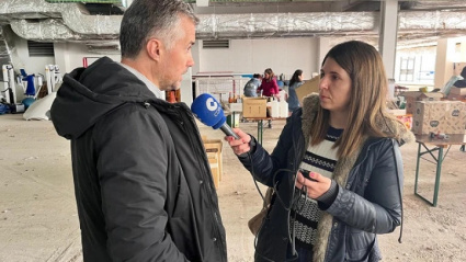 Carlos Serrano, alcalde de Jaca, en el punto de recogida