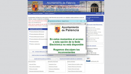 Mensaje de error en la oficina virtual
