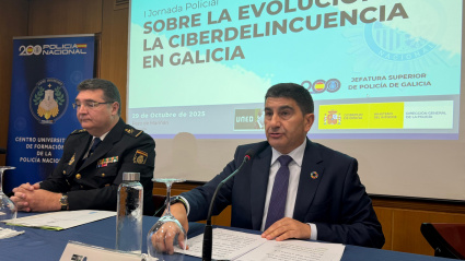 El delegado del Gobierno en Galicia, Pedro Blanco, en la inauguración de la I Jornada Policial sobre la evolución de la Ciberdelincuencia en Galicia