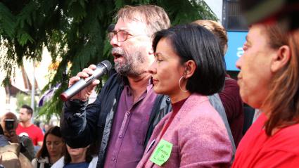 El secretario general de la UGT, Camil Ros, y la secretaria general de CCOO en la concentración