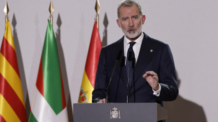 El Rey Felipe VI en el funeral de Estado por las 237 víctimas de la dana celebrado en Valencia en el primer aniversario de la tragedia