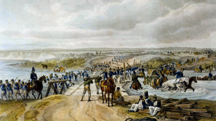 Grabado de la invasión napoleónica en Rusia