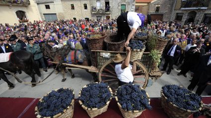 La localidad burgalesa de Moradillo de Roa en 2010 durante los actos de celebración de la XXXII Fiesta de la Vendimia