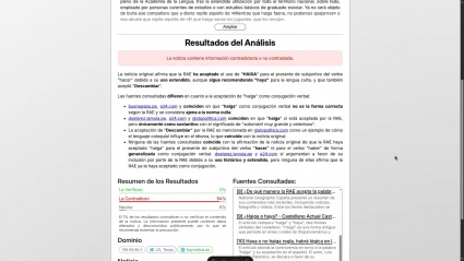 El algoritmo permite determinar si una noticia contiene contradicciones o información no contrastada
