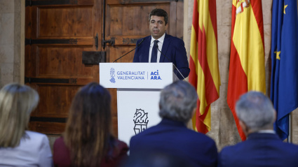 El ya expresidente de la Generalitat, Carlos Mazón, durante su comparecencia en la que ha anunciado su dimisión