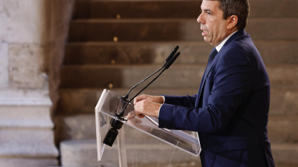 Carlos Mazón durante su comparecencia para dimitir