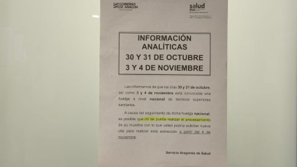 Los pacientes se están encontrando con este aviso cuando van a hacerse sus análisis.