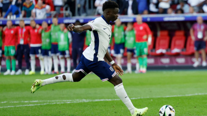 Saka fallando el penalti en la Eurocopa 2020