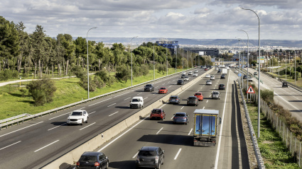 Acceso por la autopista A2 a la ciudad de Madrid