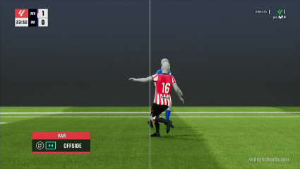 Imagen VAR del fuera de juego en el Athletic-Oviedo