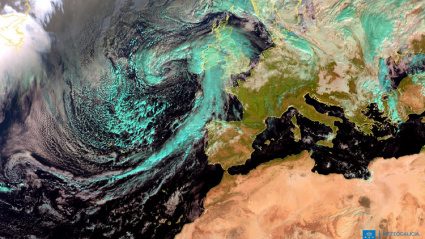Imagen infrarroja de satélite de la borrasca Claudia sobre Irlanda
