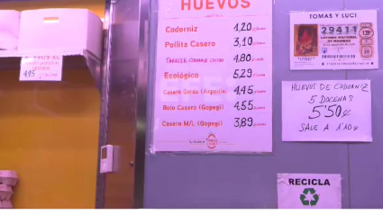 Precios de hoy en la huevería Tomás y Luci