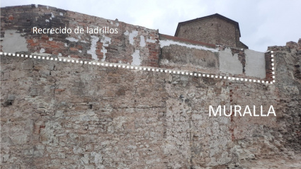 Una imagen de la muralla en la que se distinguen varias capas
