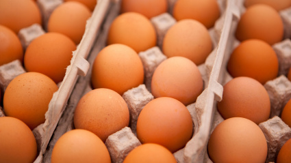 Huevos en su caja en un supermercado