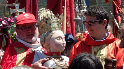 Ramón Clavería y el delegado de medios de la Diócesis de Jaca, Ricardo Mur, en la festividad de Santa Orosia