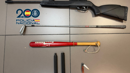 Entre el material intervenido hay un rifle de perdigones