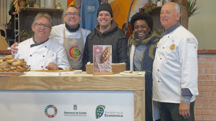 La Lydia i l'Adrià amb la Diputació de Lleida i la marca Gust de Lleida