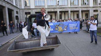 Daniel Ripa, en una protesta contra el peaje del Huerna