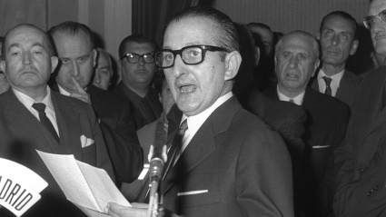 Torcuato Fernández-Miranda durante su toma de posesión como nuevo ministro Secretario General del Movimiento