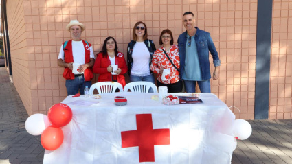 Voluntarios de Cruz Roja y asociaciones locales durante la recogida de donativos en Dénia