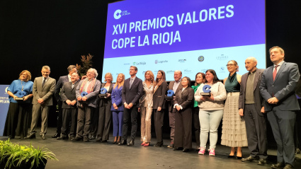COPE Rioja entrega los XVI Premios Valores, reconociendo a ASPRODEMA, Jesús Rocandio, Jaime García-Calzada, Eva Fernández y la DOCa Rioja