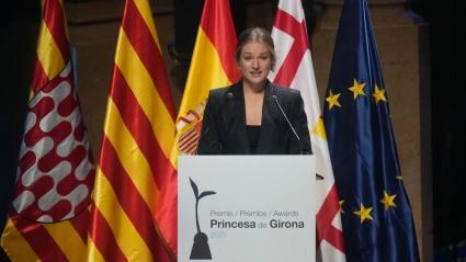 La Princesa Leonor durante su discurso en los Premios Princesa de Girona 2025