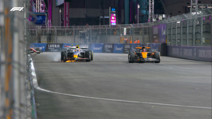 Lawson tuvo problemas en las primeras vueltas con el Racing Bull tras un toque en la salida.