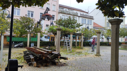 Un operario realizando la tarea de retirada