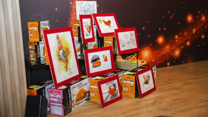 Capones representados en caricaturas en la XXVI Subasta Benéfica de Capones Cascajares