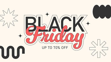 Minimal Black Friday design with abstract decorative shapes for advertising and promotion. Vector illustration